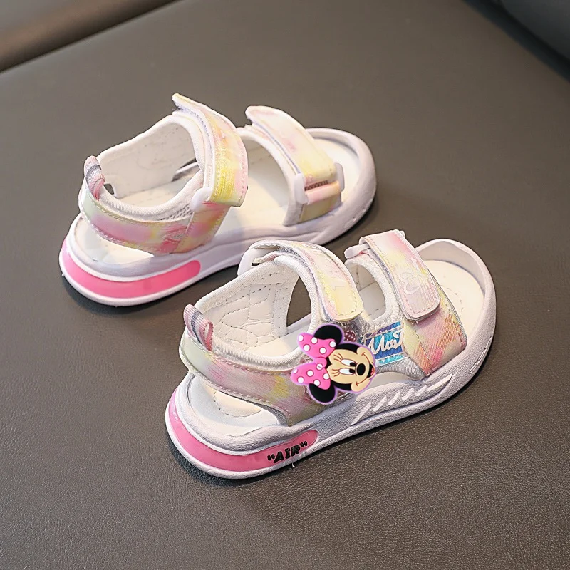 صنادل أميرات ديزني ميكي ماوس للفتيات قابلة للتنفس باللون الوردي أحذية شاطئ للفتيات الكرتونية أحذية أطفال جديدة للأطفال الصغار