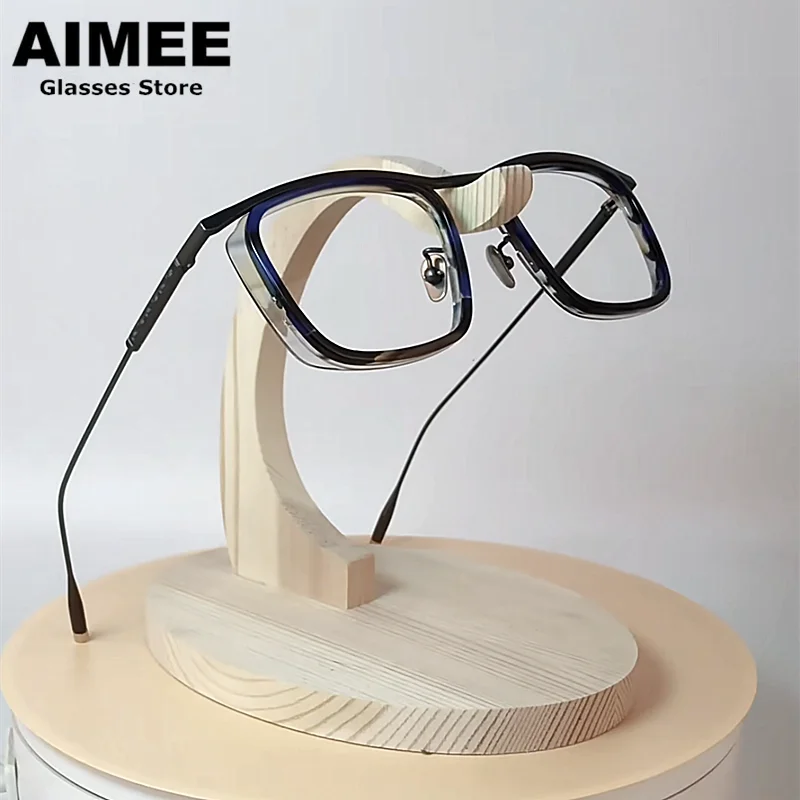 Pure Titanium Ultra-light Glasses Frame Men Retro Square Prescription Eyeglasses Women Fashion Optical Eyewear Big Spectacles