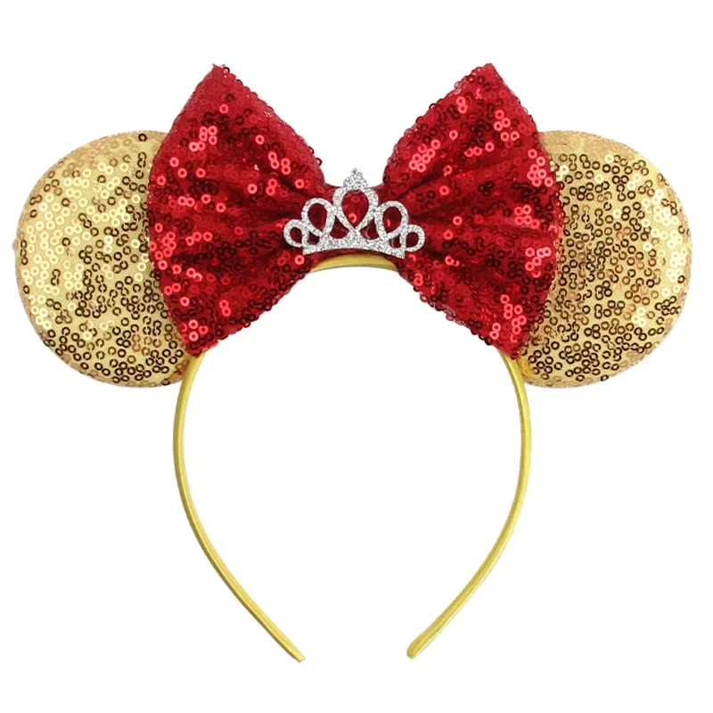 Ziming Hot Sale Gold Mouse Ears Headband For Girls Shinny Sequin Bow Hairband Festival Party Cosplay DIY Hair Accessories