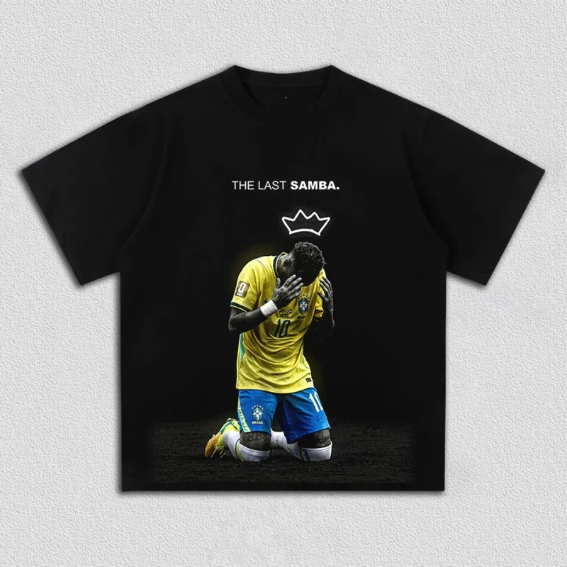 Black Front Soccer Athlete Portrait Handwritten Signature Print Unisex Drop Shoulder Loose Cotton Street Top For Adults Children