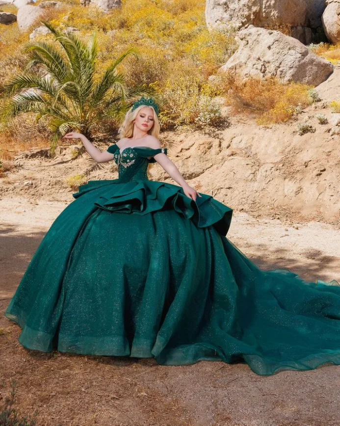 

Зеленый корсет без бретелек, платье 15 Quinceanera, выпускное платье пончо с аппликацией из бисера