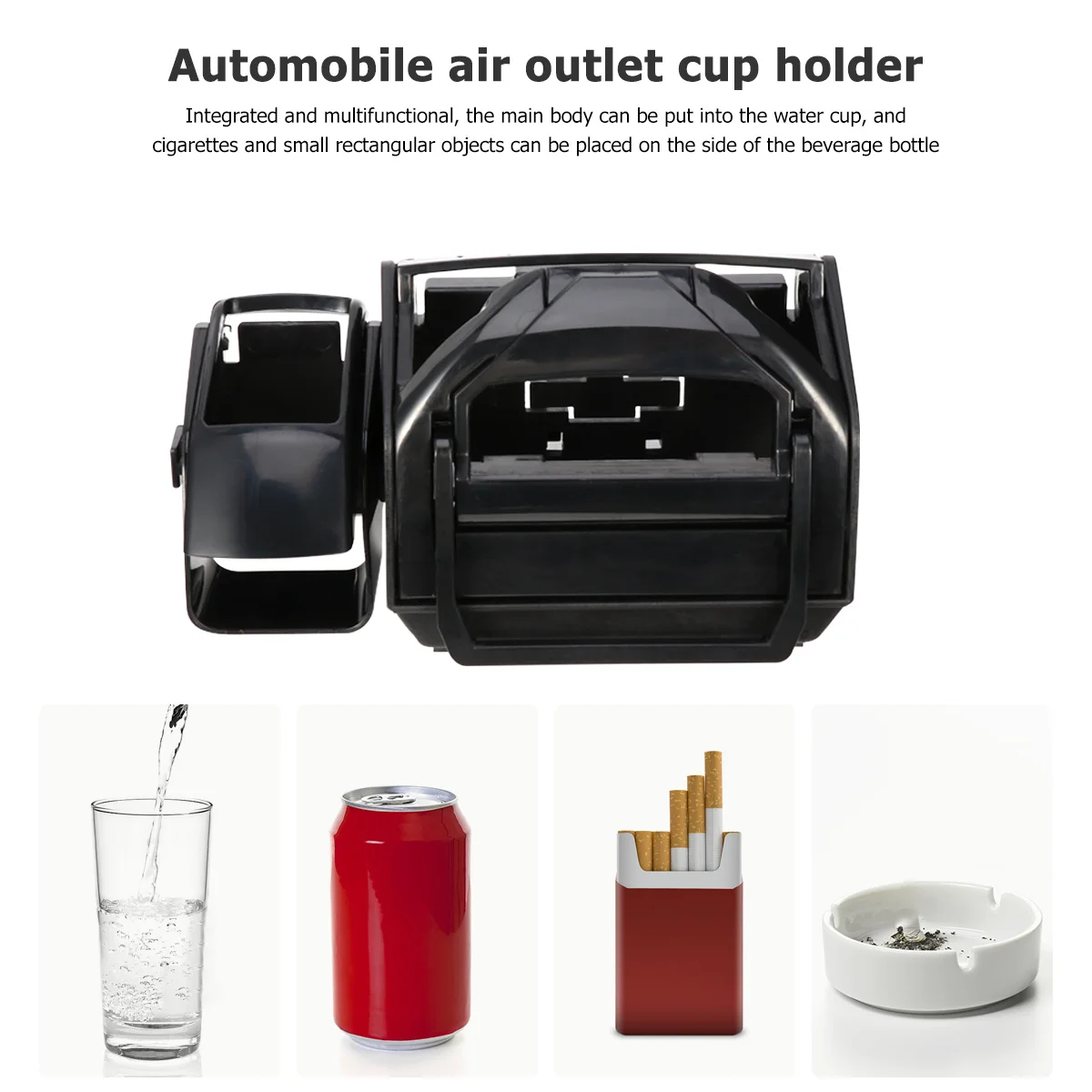 

Car Air Conditioner Cup Holder Black Multifunctional Clip-on Car Phone Holder Beverage Storage Adjustable Bracket