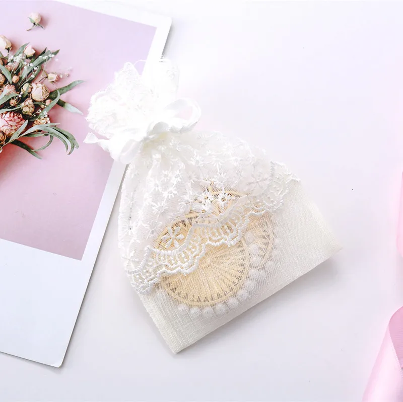 6-50pcs 10x14cm Creative White Star Slub Yarn Bags Christmas Gifts Bag Jewelry Drawstring Bag Wedding Birthday Party Candy Bags