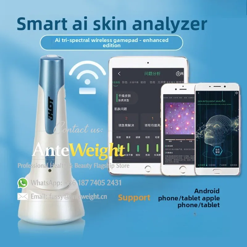 

Smart AI Skin Analyzer, Wireless & Portable for Facial Analysis | Salon & Home Use with Moisture & Blemish Detection