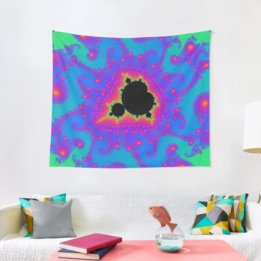 

the Mandelbrot set in blue Tapestry Bed Room Decoration House Decoration Home Decorations Aesthetic Wallpaper Tapestry