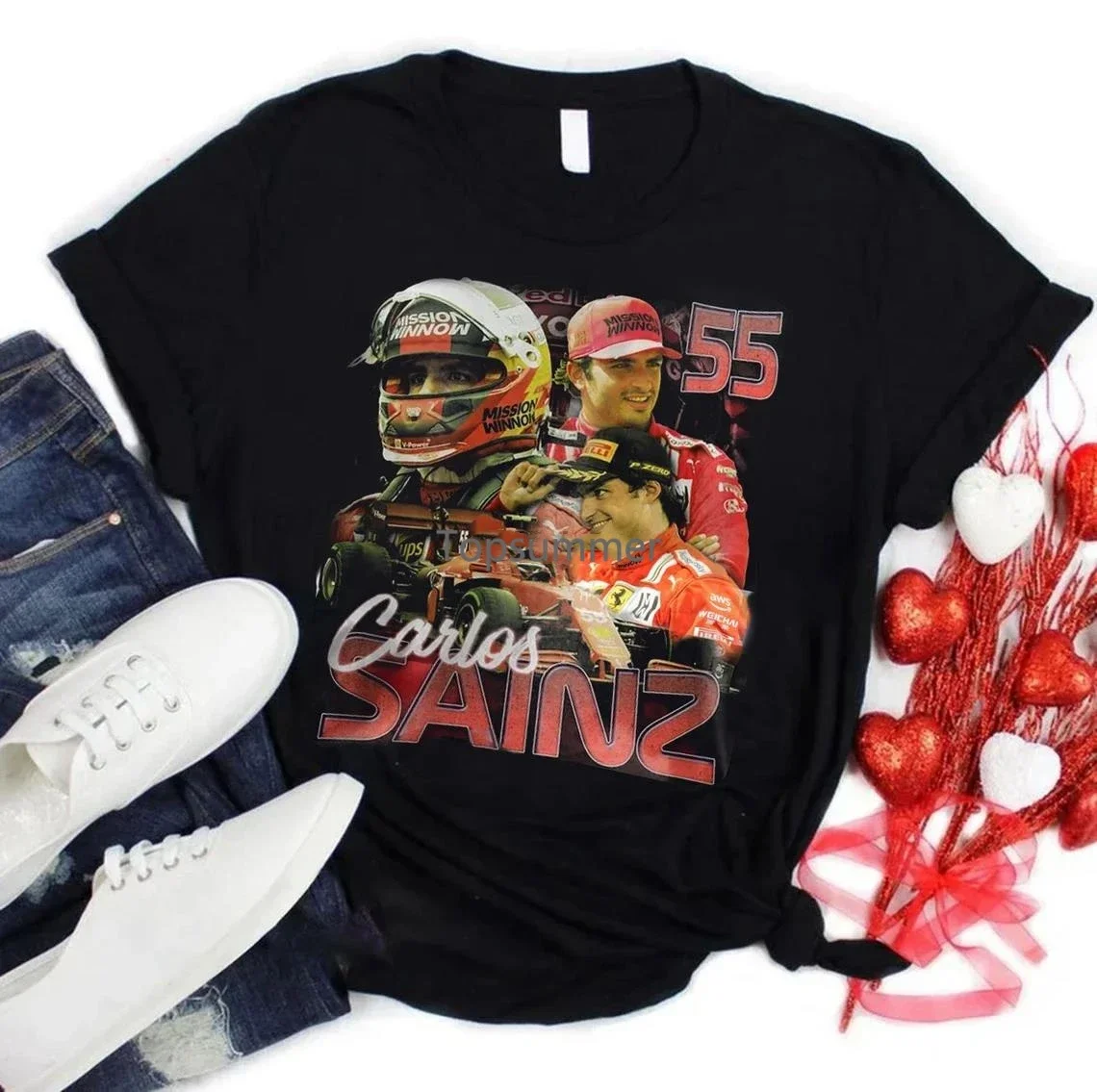 Carlos Sainz Jr. Scuderia 90S Vintage Bootleg Unisex Rap T-Shirt Grand Prix One Hoodie Crop Top(2)