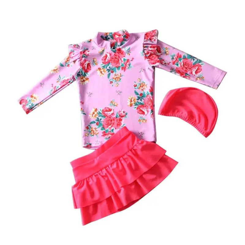 Baby meisje split badpak lente zomer bloemenprint T-shirt rok pak voor baby's kinderkleding