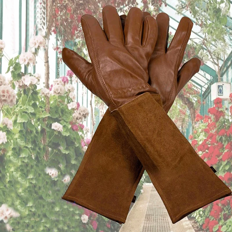 Bahçe Eldivenleri Bahçe Gül Kaktüs Budama Dikenler Kesilmeye dayanıklı Çalılar Uzun Koyun Derisi Kalınlaşmış Eldiven Kaynak İşçi Eldivenleri