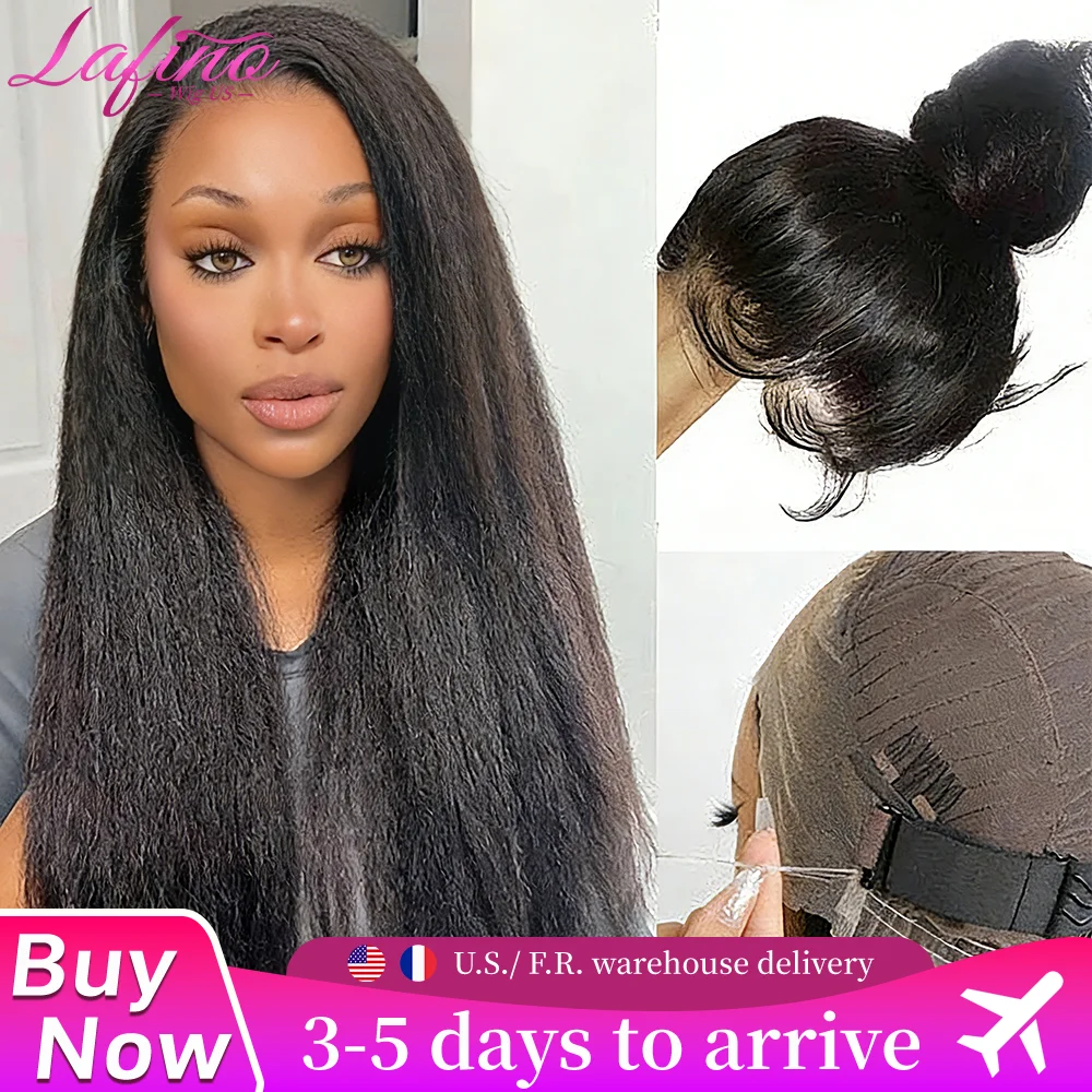 

Lafino kinky Invisible Strap HD 360 Lace Front Wigs Human Hair Kinky Straight 250 Density Precut 360 Full Lace Wigs Drawstring