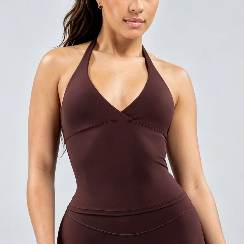 Crossfit Gym - Atasan Halter Wanita Model Longline V-Cross