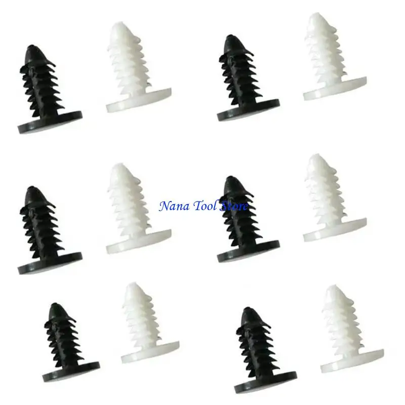 31GJ 100 Pcs Black White Push Pins Plastic Hole Hood Pressure Pins for Car Roof