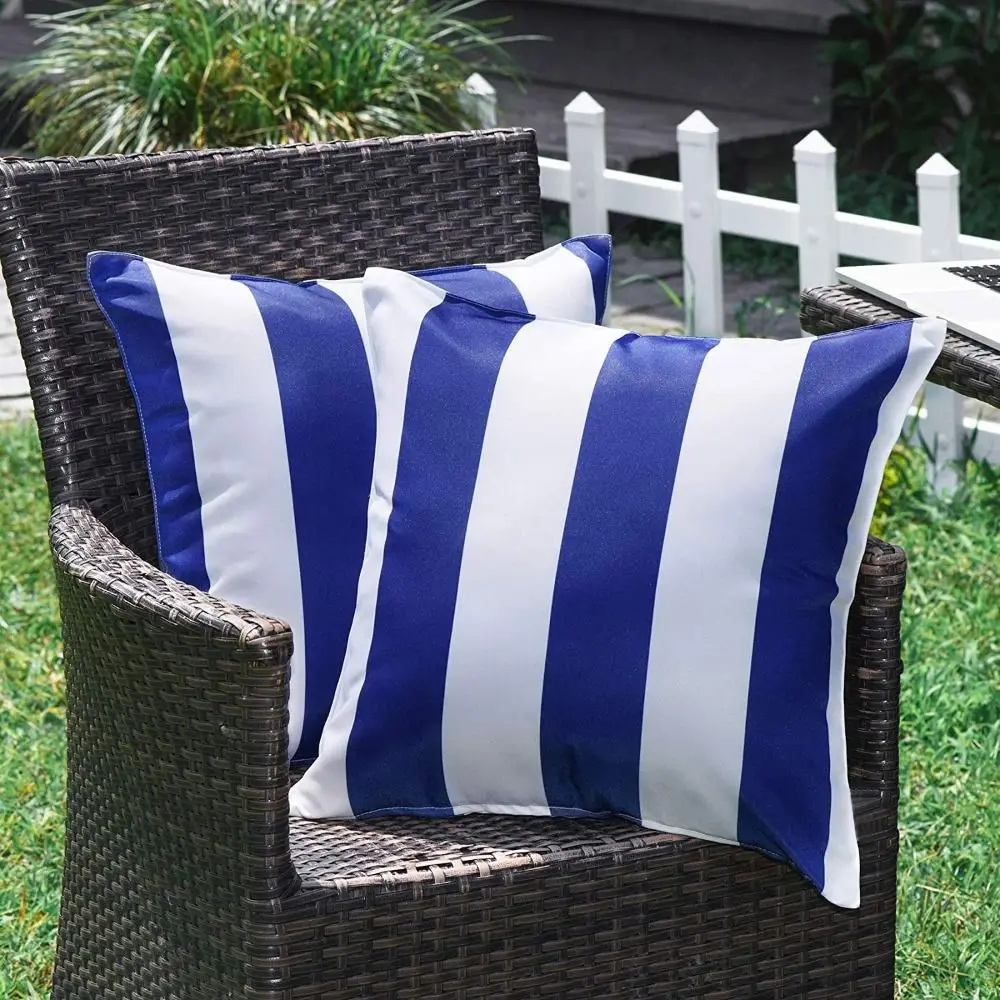 

Colorful Waterproof Outdoor Cushion Cover Striped Modern Pillow Cover Durable Pillow Case Garden