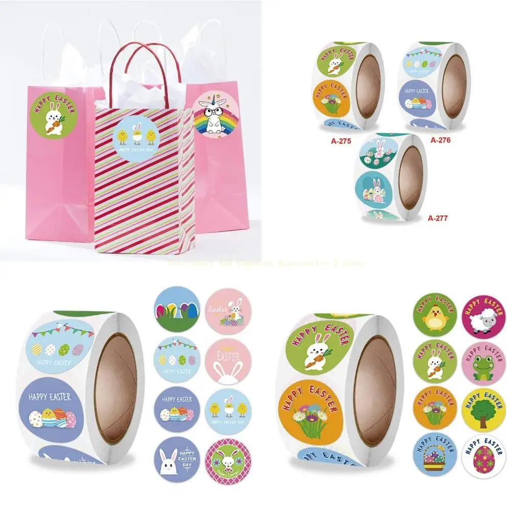 500Pack Labels Easter Bunny Egg Stickers for Art DIY Craft Journal Clothes