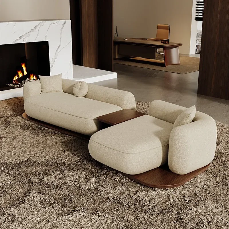 Special-shaped solid wood sofa designer office meeting guests, rest area reception and sales office