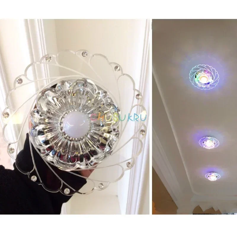 Modern Luminarias Rotunda For Living Room Aisle Corridor Kitchen LED Crystal Circular Mini Ceiling Light