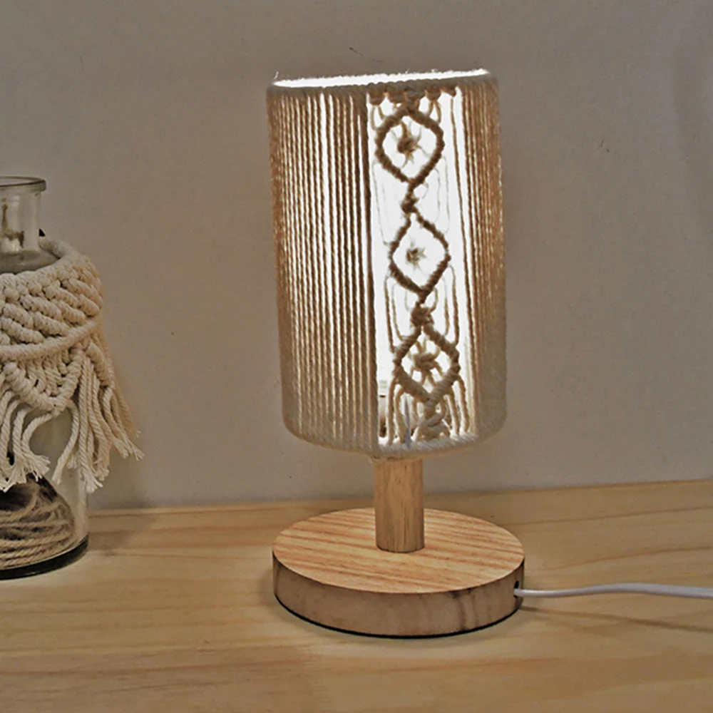 New Arrival makrama w stylu boho mini kształt lampy stołowej makrama abażur stołowy lamp-komin