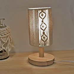 New Arrival makrama w stylu boho mini kształt lampy stołowej makrama abażur stołowy lamp-komin