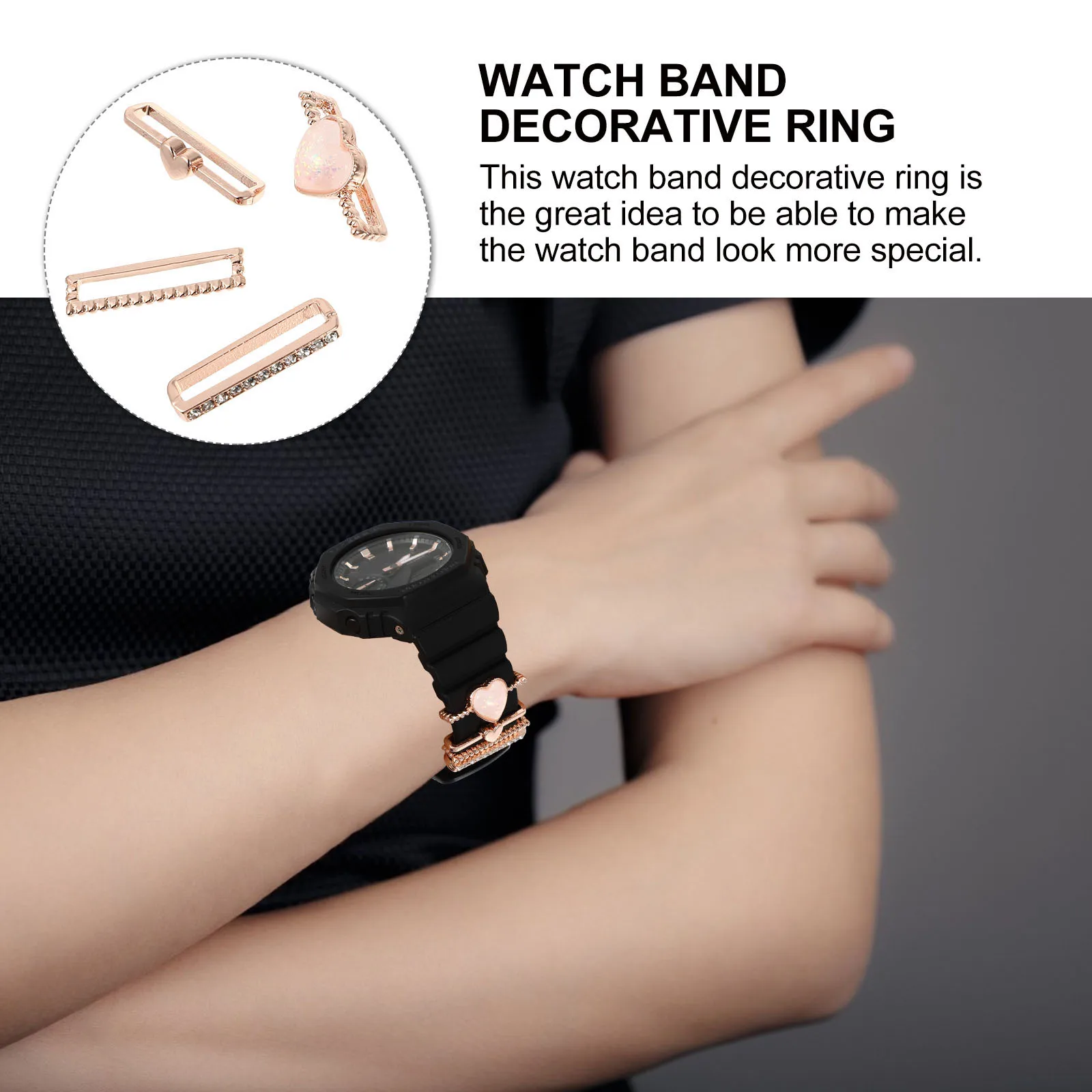 

4Pcs Watch Strap Decorative Ring Strong Zinc Alloy Wristband Charm Bright Colorful Ornament for Silicone Band Supplies