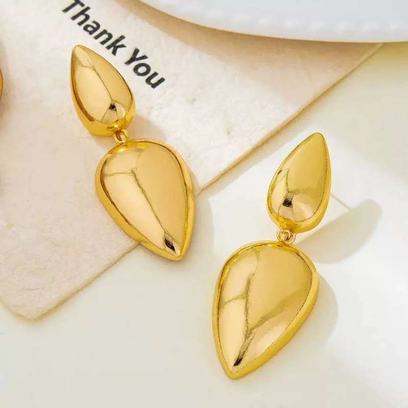 Retro Style Metal Earrings for Women Creative Unique Tear-drop Irregular Daily Commute Versatile Accessory Waterdrop Non-conform
