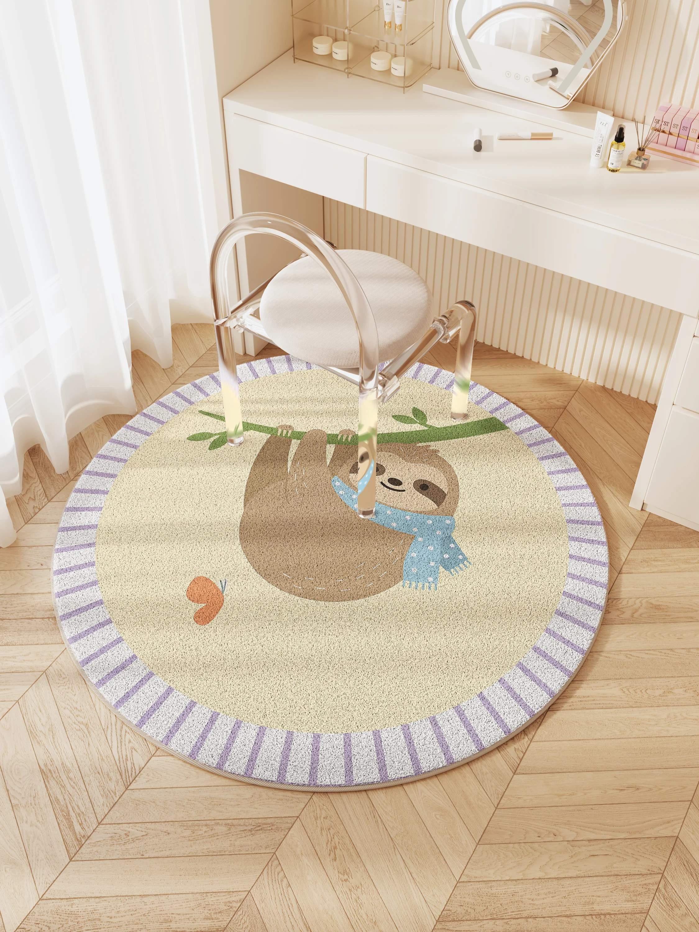 

Lamb Velvet round Rug Bedroom Balcony Writing Desk Chair Living Room Carpet Foot Mat Plu Home Decorative Floor Mat Pad