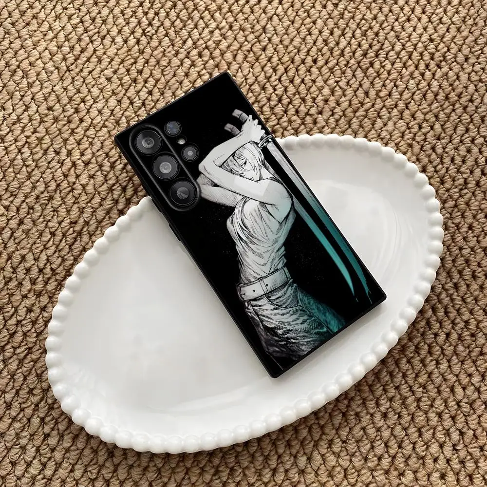 Anime Chainsaw Man Quanxi Phone Case For Samsung Galaxy S26 S25 S24 S23 S22 S21 S20 Plus Ultra Note20 Soft Black