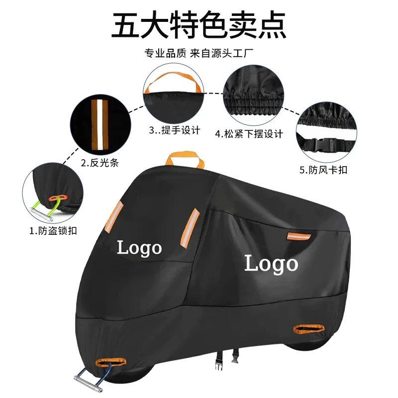 Capa revestida de prata 210D para motocicleta protetor solar à prova de chuva e poeira