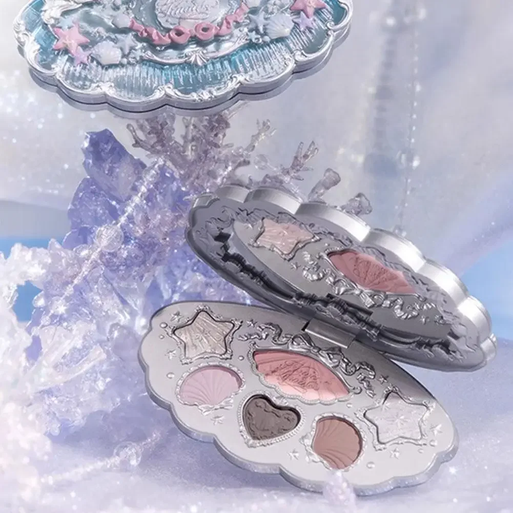 Flower Knows Shells Eyeshadow Palette Eye Glitter Palette Waterproof Refreshing Long Lasting Blushers Beauty Cosmetics