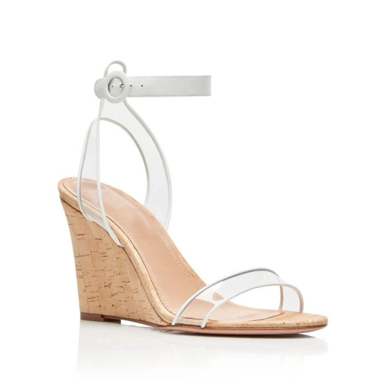 Summer Women\'s Wedge Sandals Open Toe High Heels Shoes Comfortable Wedges PVC Strap Ladies Female Party Footwear Customized