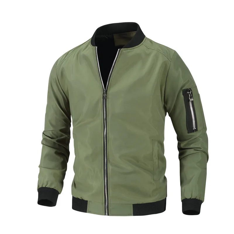 Fashionable and trendy new cross-border AliExpress spring and autumn thin men\'s baseball collar solid color jacket casual flying