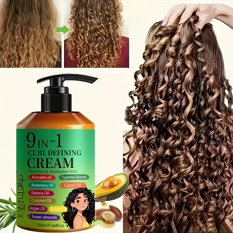 280ml Curly Hair Styling Cream, Moisturizing and Smoothing Formula, Enhances the Elasticity and Shine of Curly Hair, Easy to Set 2