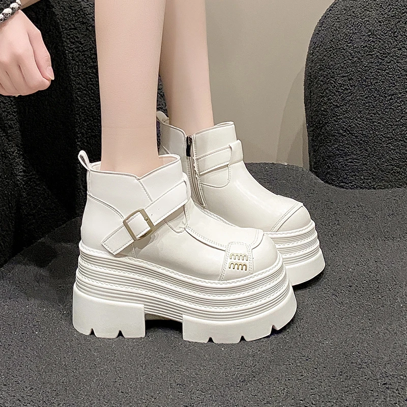 2023 New Fashion Autumn Boots Shoes Women Ankle Boots Female Wedges Boots Women Chelsea Boot 10CM Platform Shoes Winter Warm