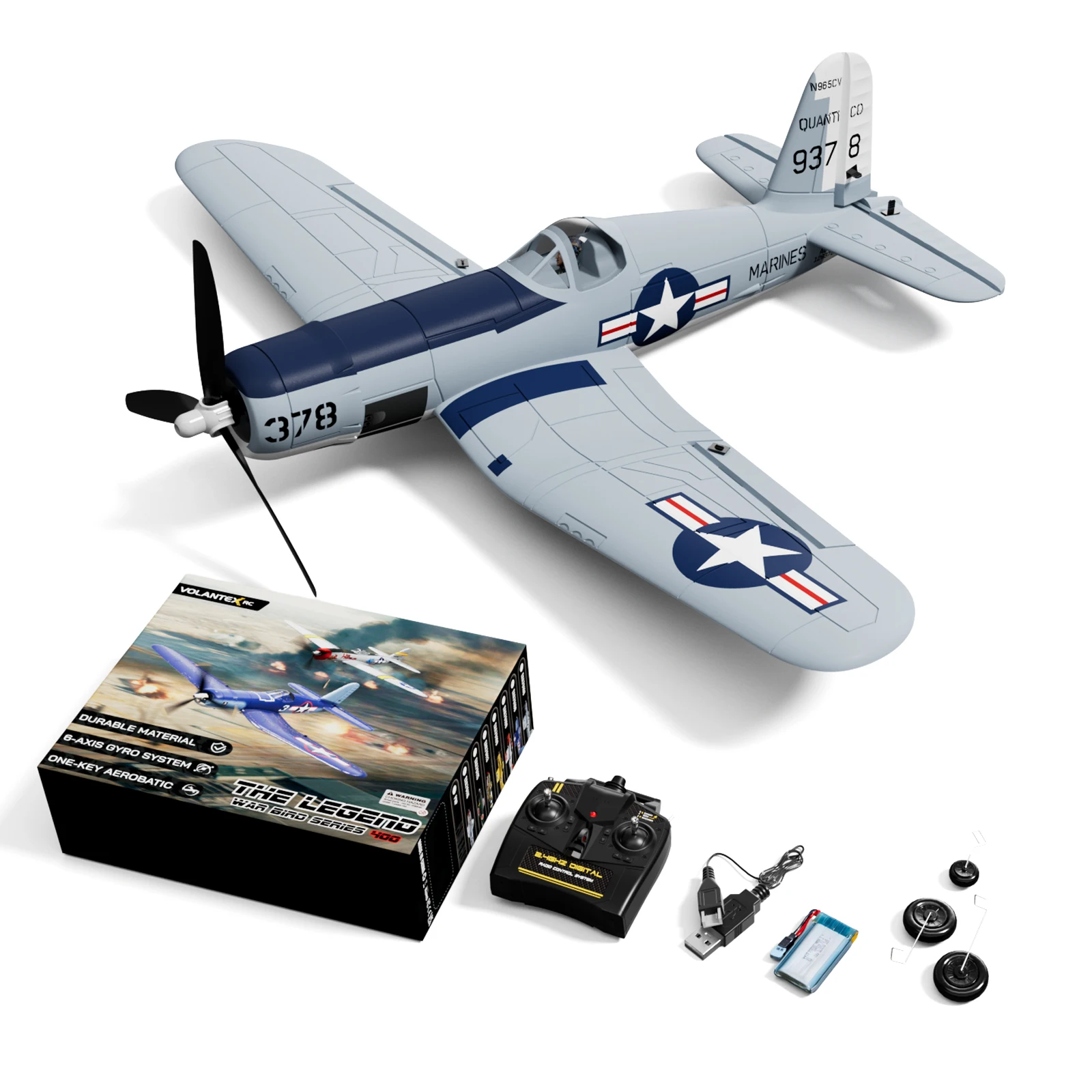 Volantex F4U Corsair RC PLANE 2.4Ghz 4CH 400mm Wingspan One-Key Aerobatic With XPilot Stabilization System RTF Airplane