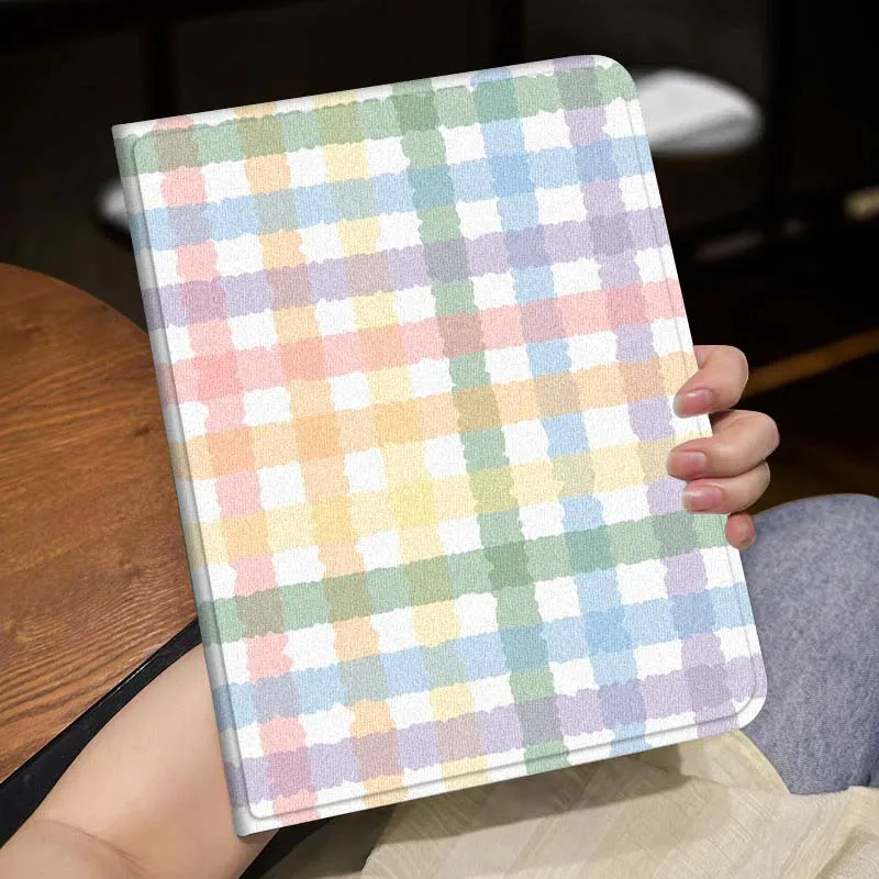 Colorful line grid For iPad Pro Air Mini 1 2 3 4 5 6 7 7th 8th 9th 10th 11th 10.2 9.7 10.5 10.9 11 12.9 Tablet Case