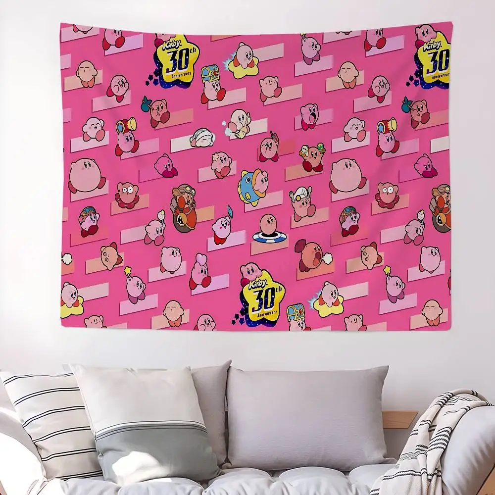 Pink Cute K-Kirbyes Printed Large Wall Tapestry Hanging Tarot Hippie Wall Rugs Dorm Art Home Decor