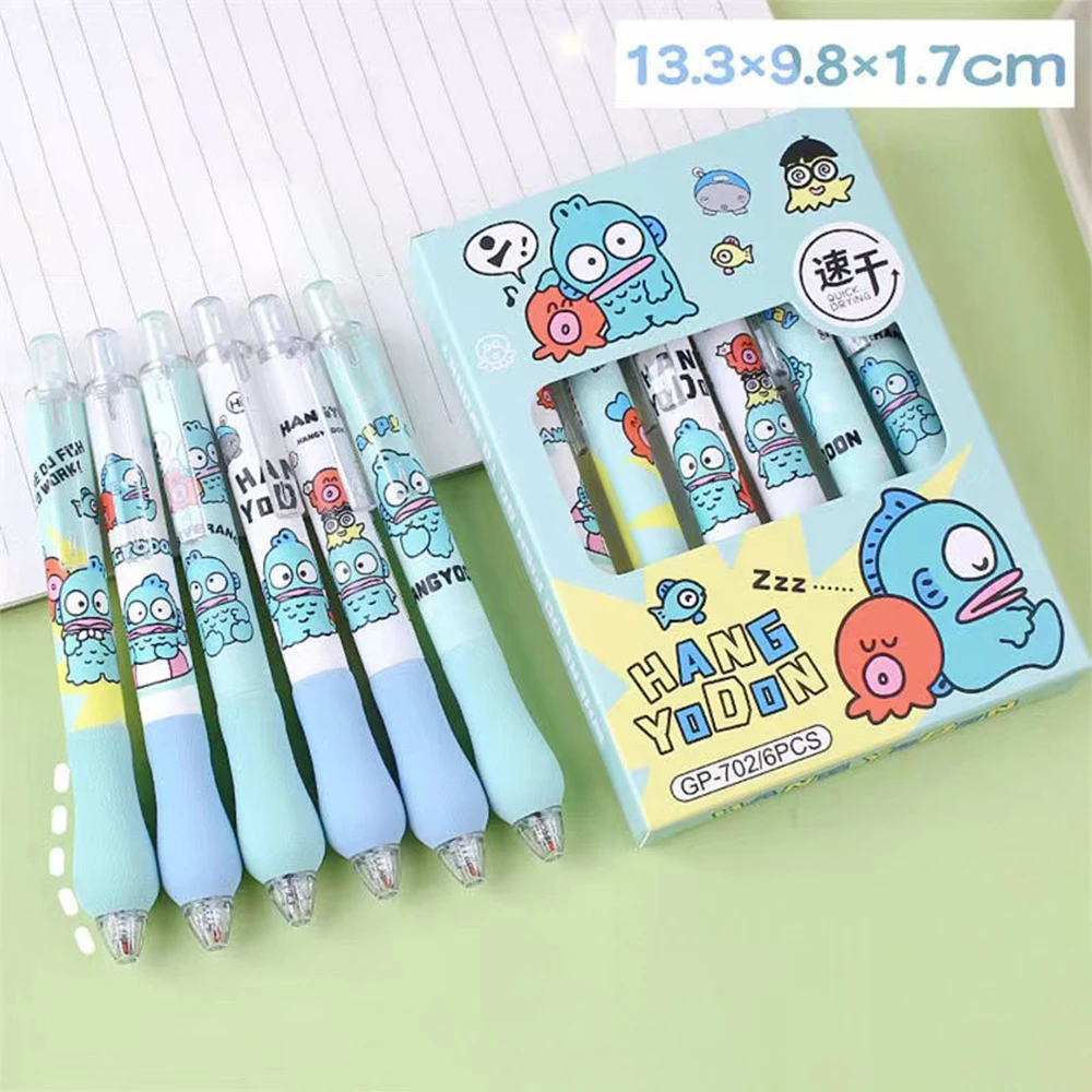 6Pcs Cute Hangyodon Gel Pen Anime Sponge Cover Press Pen Kawaii The Ballpoint Pen Cartoon Stationery Office Supplies Gift