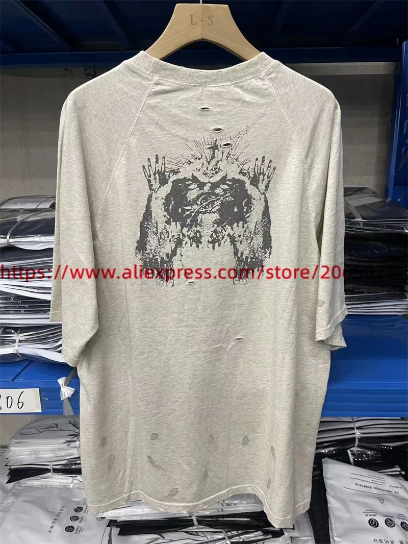 Graffiti Print Saint T Shirt Men Women High Quality Retro Washed T-Shirt Tee Tops