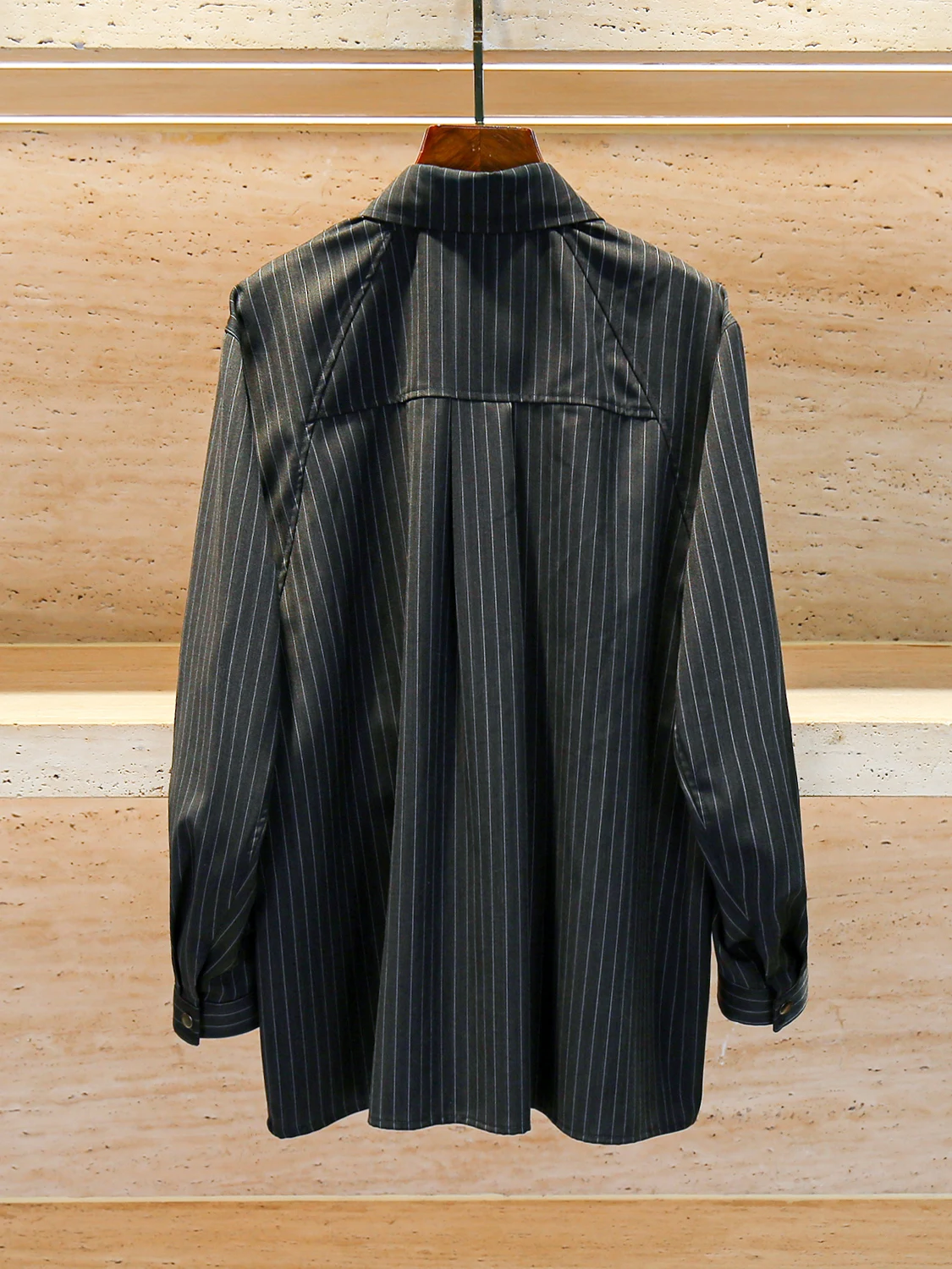 Casual Stripe irt Loose Fit Bequemer SLE Damen Premium Faion Autumn Collection Button up Long Sve Regular Länge