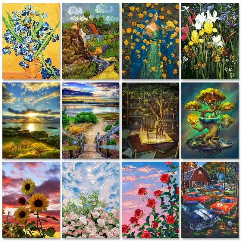 

133074 Frameless Picture Painting By Numbers Flowers Kits Handwork Decorative Paintings Acrylic Paint By Numbers For Home