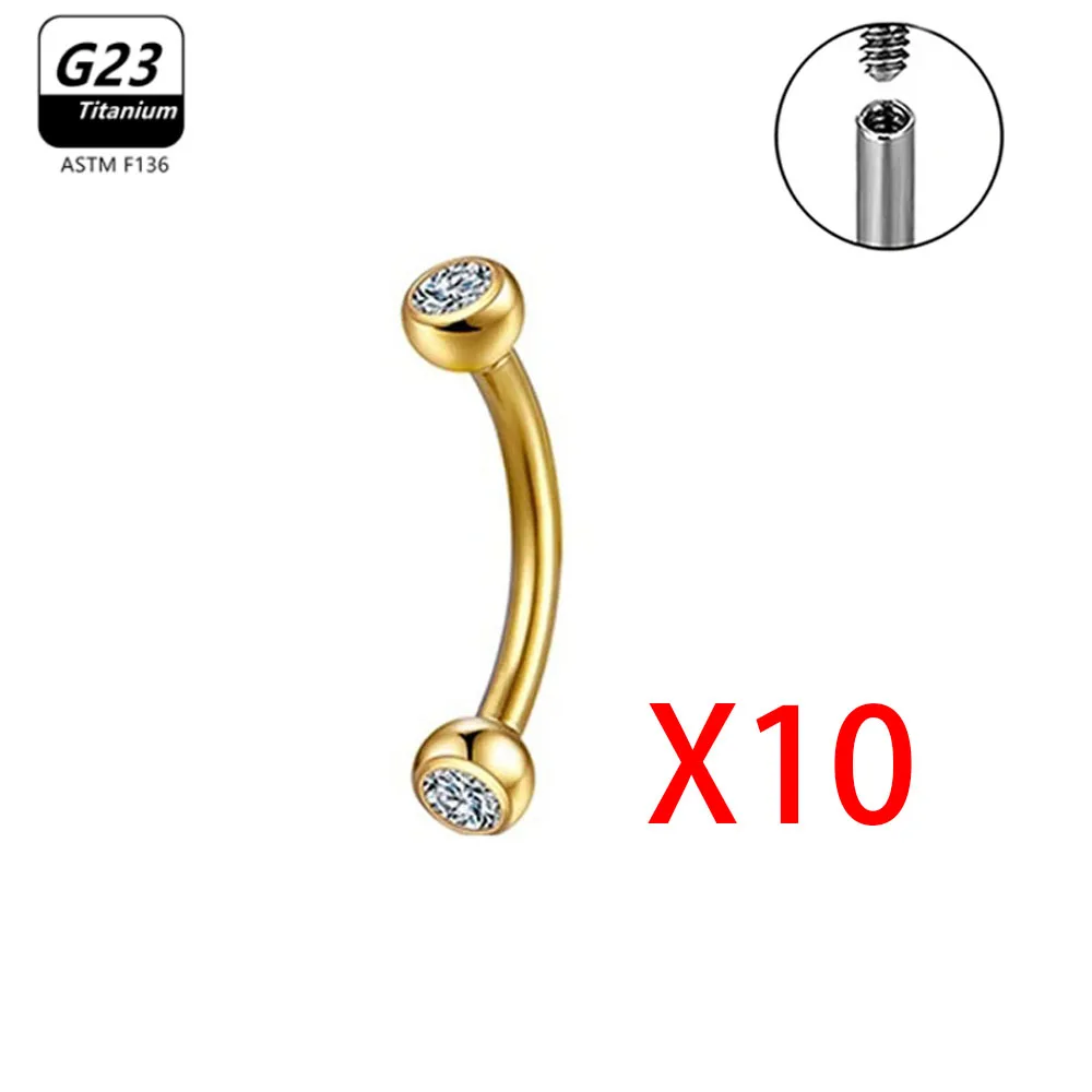 1/10pcs G23 Titanium Piercings Eyebrow ASTM-F136  zircon Earring Wholesale Internal thread  Eyebrow Jewelry