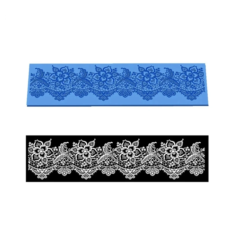 Aomily Lace Flower Wedding 40x9.5cm Cake Silicone Beautiful Flower Lace Fondant Mold Mousse Sugar Craft Icing Mat Pastry Tool