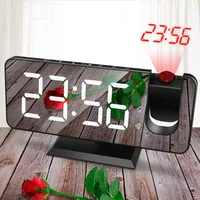 Modern Desktop Alarm Clock LED Screen Projection Clock Radio Weather Forecast Clock Thermo-Hygrometer Alarm Clock