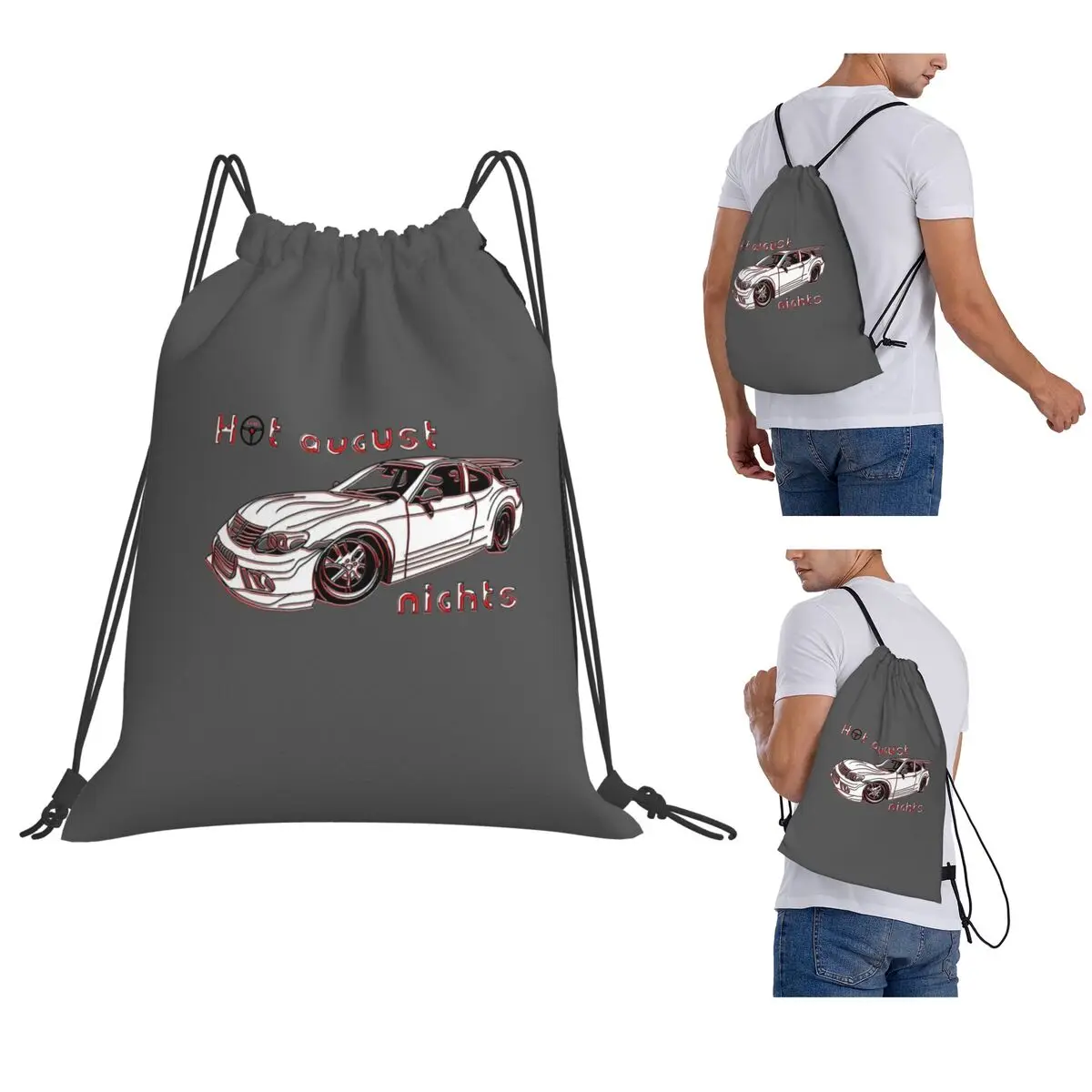Hot August Nights Event Backpacks Portable Drawstring Bundle Pocket Sundries Bag Book Bags for Man Woman School