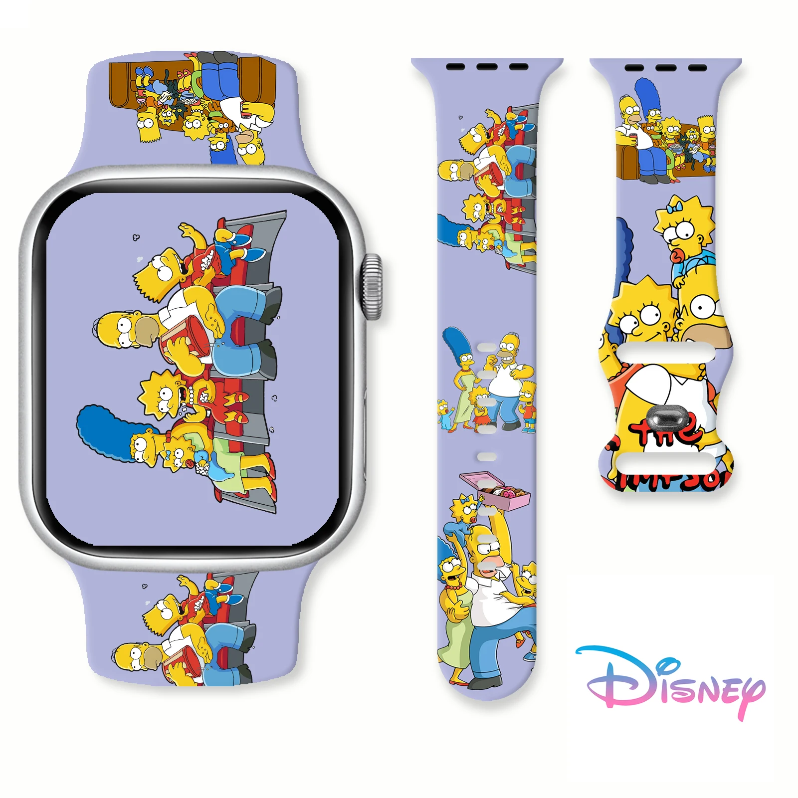 Disney Simpson Printed Strap for Apple Watch 10 9 8 Silicone Band Replaceable Bracelet for iWatch 46mm 44mm 42mm 41mm Watchband