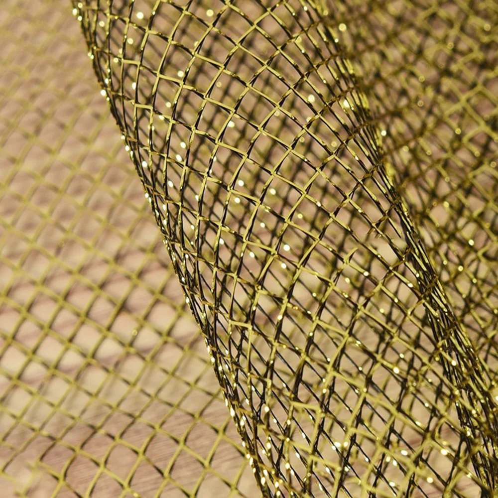 DIY 1PC Sequin Mesh Fabric Gold Silver Hard Yarn Clothing Designer Fabric Garment Accessories For Party Dance Costume