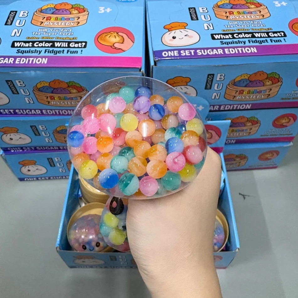 New Colorful Glitter Bead Filled Dumpling Squishy, Blind Box with Gift Box & Hidden Style, Stress Relief Sensory Squeeze Toy - view 4