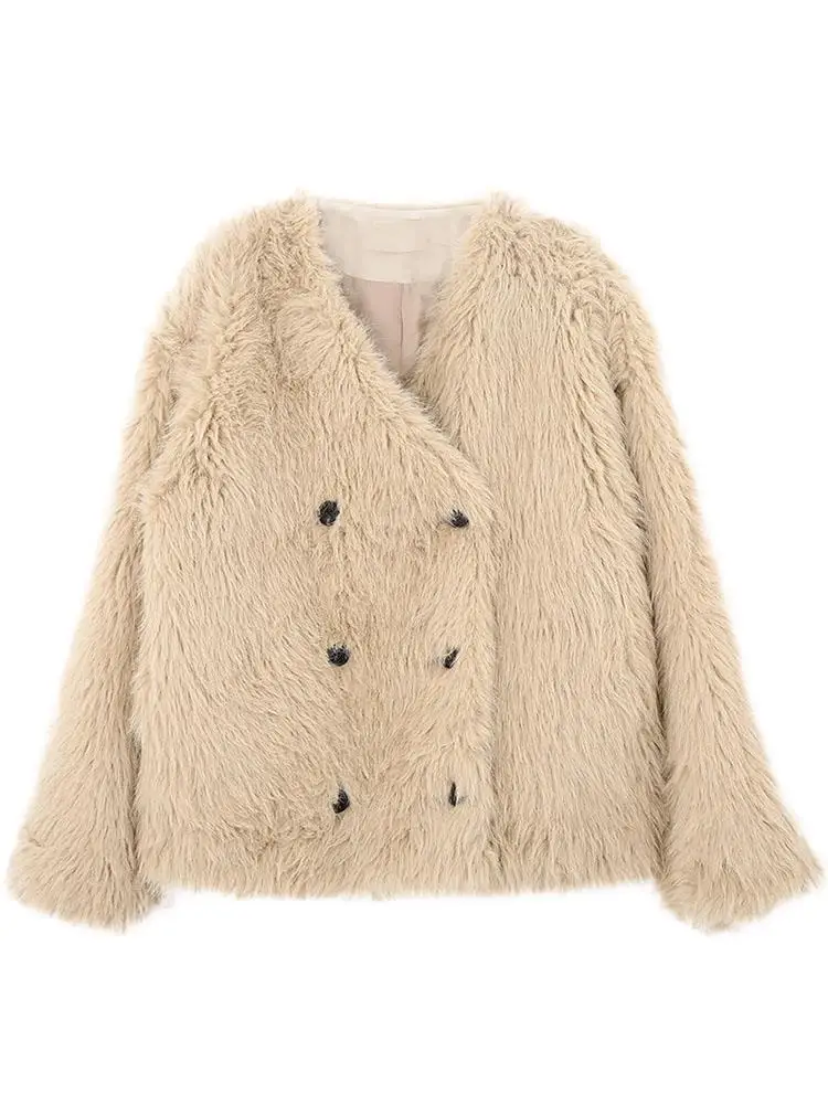 Women's Clothing Double Breasted Faux Fur Coat  Winter New   No.2