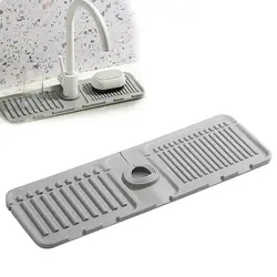 2024 New Faucet Mat for Kitchen Sink Splash Guard Silicone Draining Mat Fast Drying Stone Sink Tray for Countertop Drain Rack