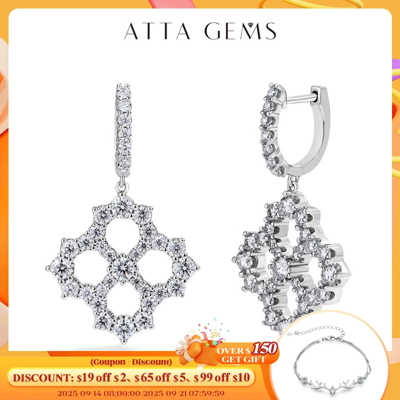 

ATTAGEMS Luxury 3.25CTW D Color Moissanite Drop Earrings for Women High Quality S925 Sterling Silver Engagement Wedding Jewelry