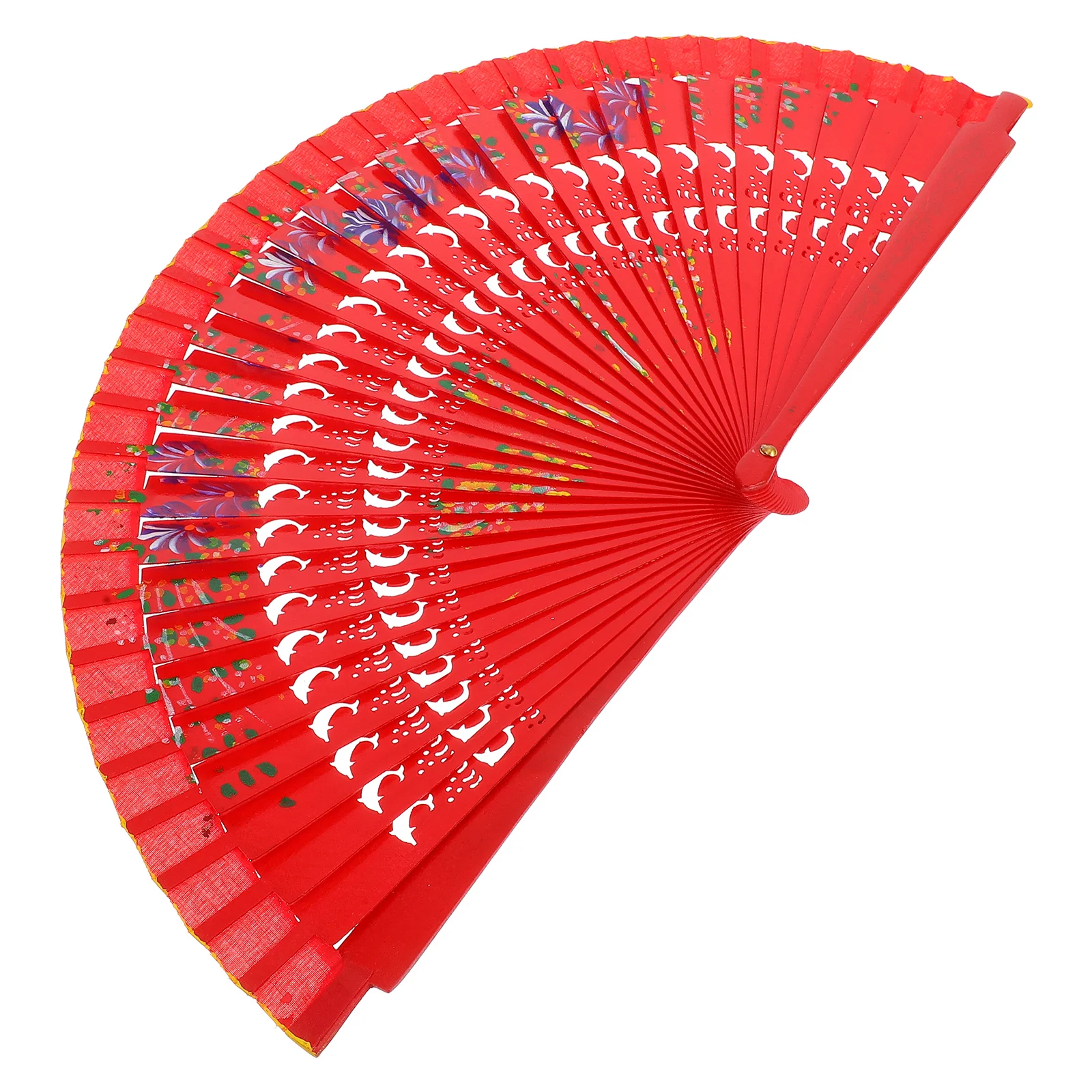 

Wooden Hand Fan Classic Floral Double Sided Hand Painted Spanish Fans Festival Dance Wedding Party Handheld FoldingFans