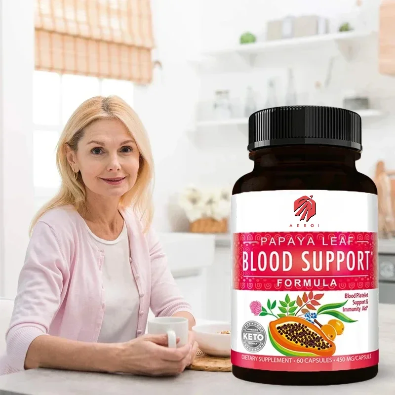 

Papaya Leaf 60 Blood Support Capsules - Blood Plate, Bone Marrow, Immune Support - Herbal Remedial Measures